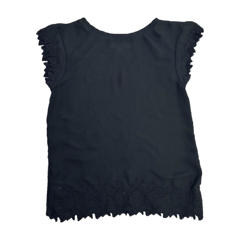 Loft Petites Black Eyelet Blouse XSP